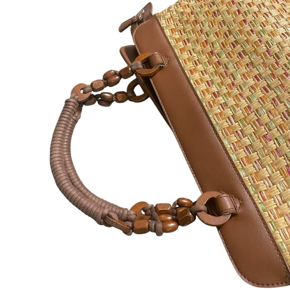 Vintage Etienne Aigner Woven Wood Brown Hand/Long Strap Boho Style Purse - Picture 6 of 14